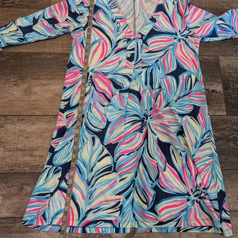 Lilly Pulitzer Vibrant Blue and Pink Long Sleeve Dress Sz. M - Picture 7 of 9